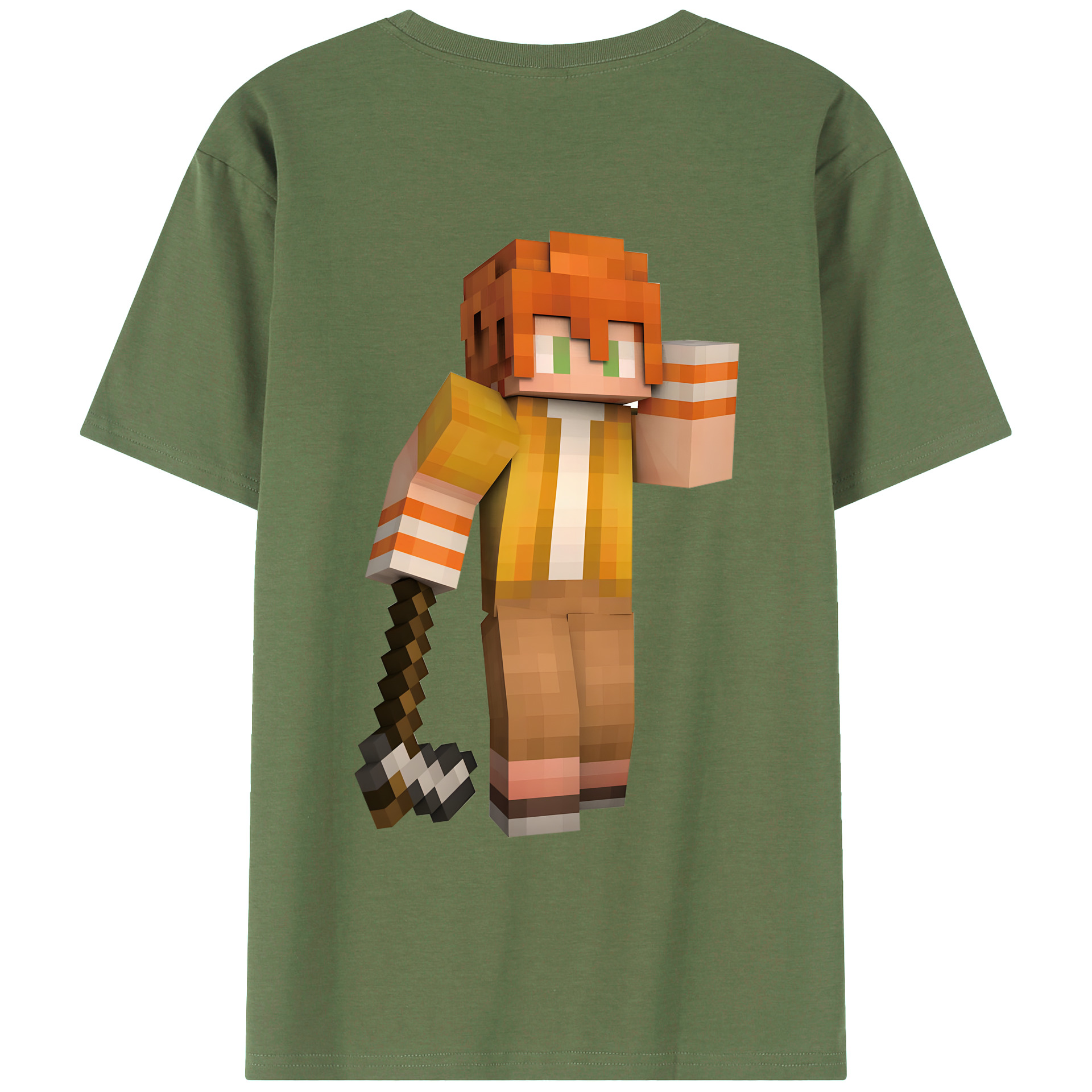 （画像用） マインクラフト ブロックの世界 Minecraft MC Block world 綿100％ メンズ半袖Tシャツ（バックプリント） 通気性